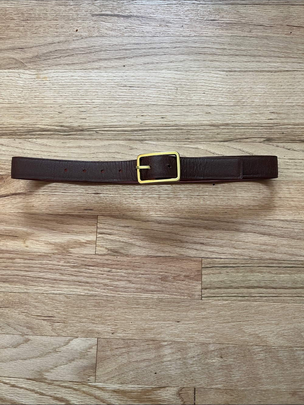 J. Crew Brown Leather Belt with Gold Buckle